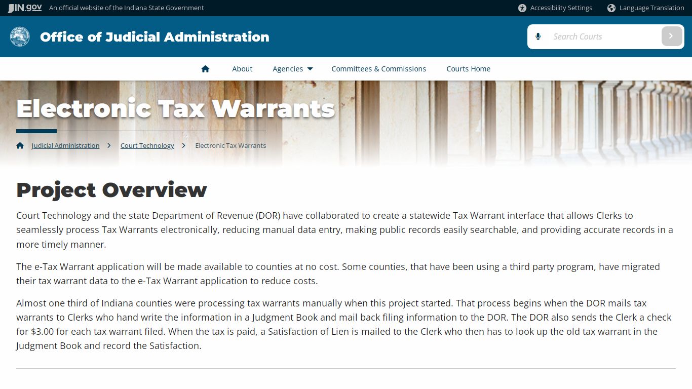 Electronic Tax Warrants - Office of Judicial Administration
