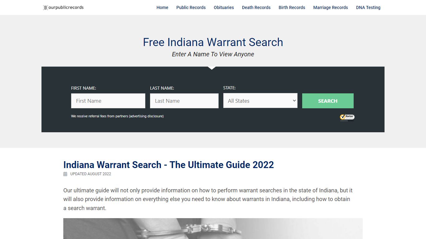 Free Indiana Warrant Search - Enter A Name To View Anyone